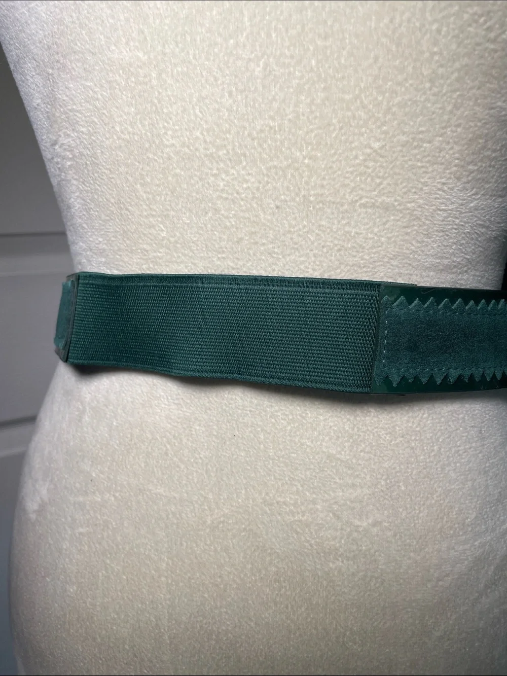 Western Chic Dark Green Suede Belt Gold Square Buckle Medium/Large